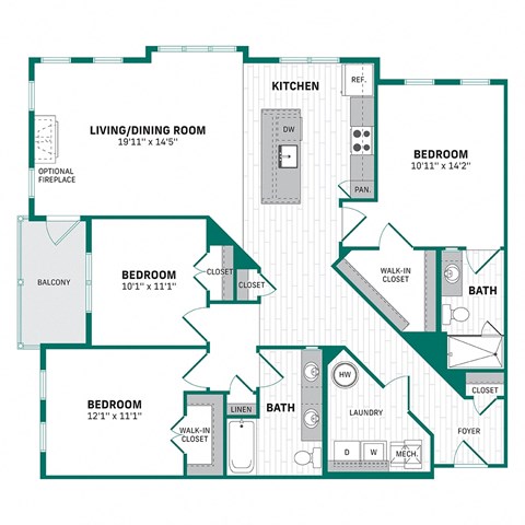 three bedroom apartment